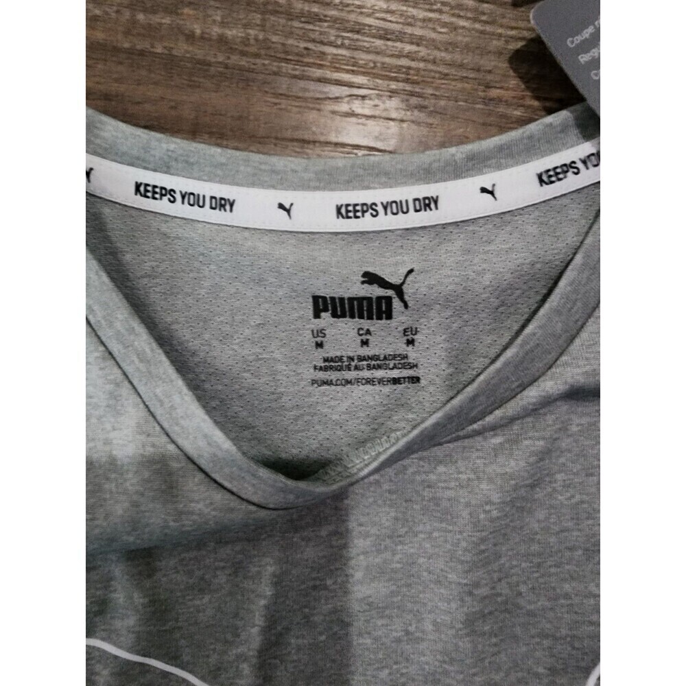 NEW PUMA Dry Cell Women's Medium Cat Logo Tee Heather Grey And White - Picture 6 of 7